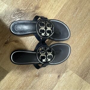 Tory Burch Miller Navy and Silver Sandals